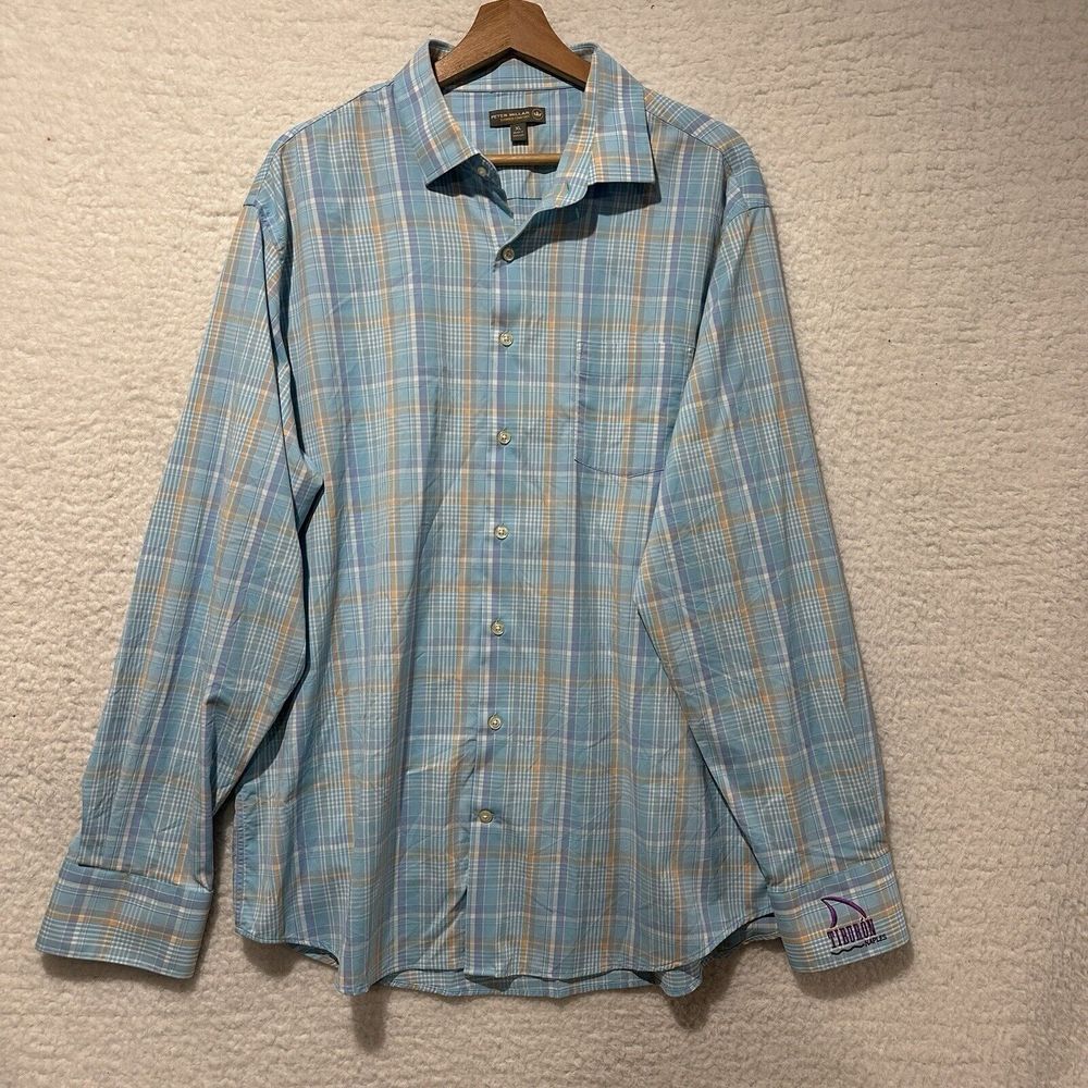 PETER MILLAR SUMMER COMFORT Button Front Shirt Embroidered Company Logo Size‎ XL